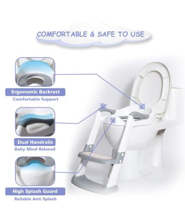 Potty Training Seat with Step Stool Ladder-Double Elite (Grey) - Comfortable Toilet Seat for Kids Boys Girls Toddlers - Foldable & Anti-Slip - Buy Online on SooperMarket.com