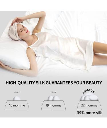 ZIMASILK 22 Momme 100% Mulberry Silk Sleep Cap for Women - Beige Silk Hair Wrap Bonnet - Buy Online on SooperMarket.com