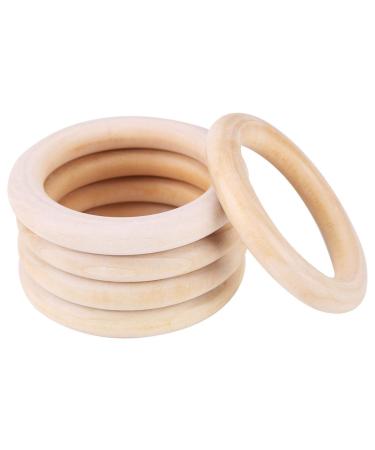 Bite toys 10 pieces of wood bite rings for babies toddlers natural biting toys wood bracelets necklace DIY craft for babies boys and girls