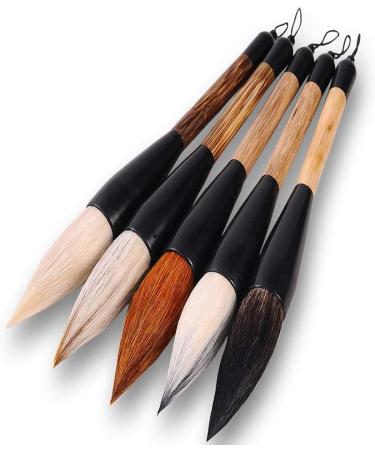 Hbasyp Chinese Traditional Calligraphy Brush - Large Brush Set for Watercolor, Sumi Drawing - 5 Sticks - Buy Online on SooperMarket.com