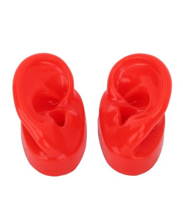 1 Pair Ear Model Soft Silicone Simulated Pair Human Ear Model Display Soft Slick Water Resistance Model for Point Acupuncture(Red)