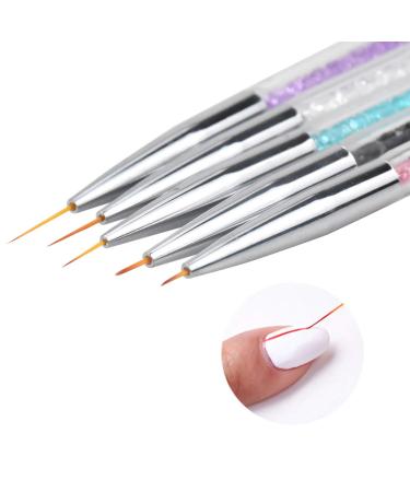 NATUCE 5 Pcs Nail Art Brush Set - Double Ended Nail Design Pens (6/8/10/12/15 mm) for Professional Nail Art - Buy Online on SooperMarket.com