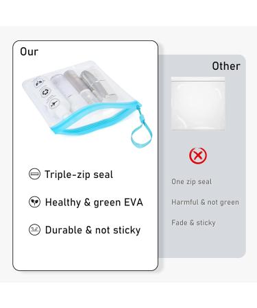 ECOHUB Airport Security Liquids Bags - 2 Pack Clear EVA Airport Travel Toiletry Bags (Blue) - Airline Approved Zip Lock Bags with Carrying Handle - Buy Online on SooperMarket.com
