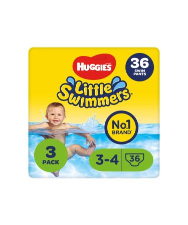 Huggies Little Swimmers Swim Nappies - Size 3-4 36 Baby Swim Pants - Leak Guards and Stretchy Waistband Protect Without Swelling - Tear Sides for Easy Removal