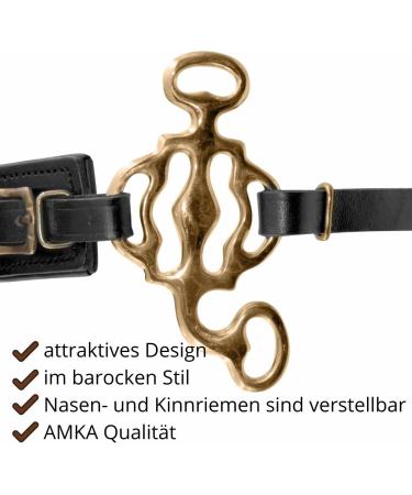 AMKA Hackamore Baroque 3-Ring - Black Leather Noseband | International Shipping Available - Buy Online on SooperMarket.com