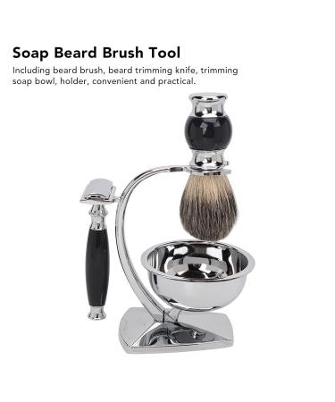 Men's Shaving Brushes Kit - 4 in 1 Stainless Steel Razor Blades Holder & Soft Cleaning Brush | Perfect Father's Day Gift Set for Men - Buy Online on SooperMarket.com
