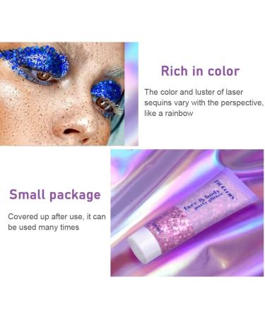 SWETIYOU 50ml Holographic Chunky Body Glitter Gel - Long Lasting Festival Cosmetic Sequins in Blue - Buy Online on SooperMarket.com