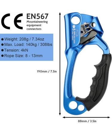 Paliston Climbing Hand Ascender for 813mm Rope - Left & Right | Ideal for Rock Climbing & Arborist - Buy Online on SooperMarket.com