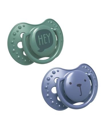 LOVI Dynamic Pacifier 3-6 Months Silicone BPA-Free Hey Collection 2 Pack Blue 3-6 Months (Pack of 2)