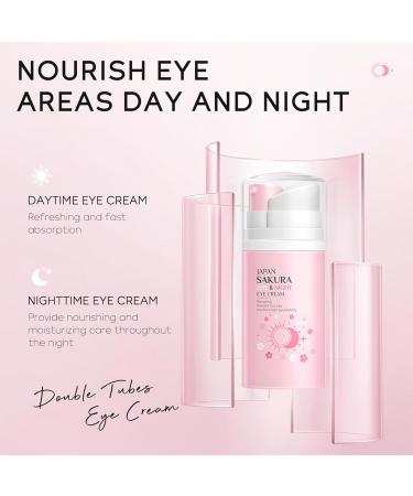 Sakura Korean Eye Cream - Anti-Aging Under Eye Treatment for Puffiness & Bags | Day & Night Caffeine Eye Cream for Men & Women - Buy Online on SooperMarket.com