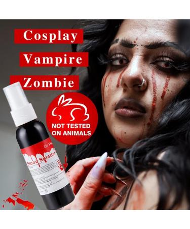 1.06 oz Go Ho Blood Splatter Fake Blood Spray for Halloween Costume Cosplay - Washable Body Paint for Zombie, Vampire, Clown Makeup - Buy Online on SooperMarket.com