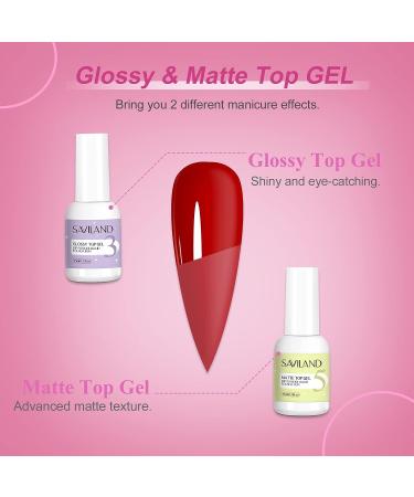 Saviland 5*15ml Dip Powder Liquid Set - Glossy & Matte 9Pcs Nail Dip Kit with Base & Top Coat - Valentine's Day Gift for Women - Home DIY Salon Manicure Tools - Buy Online on SooperMarket.com
