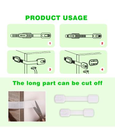 Child Safety Cabinet Locks - Baby Proofing Latches for Cabinets, Drawers, Cupboards, Fridge, Toilet - 8 Pack White & Black - Buy Online on SooperMarket.com