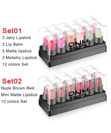 12Pcs Capsule Pills Lipstick Mini Matte Lipstick Set | Dark Brown Red Nude Lipstick Samples - Matte Makeup Kit for Women & Teens - Buy Online on SooperMarket.com