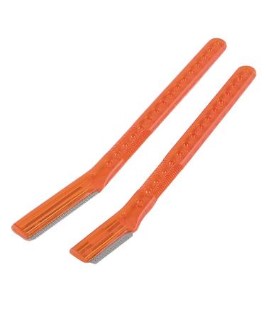 Ruilogod Lady Cosmetic Red Plastic Handle Eyebrow Razor Shaper Razor Blade 2pcs