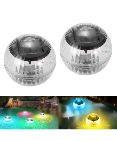Yangun solar floating pool light 2 pieces LED pool lighting solar floating pool lighting pool lights underwater solar with 7 color change waterproof pond lighting for pool garden decoration