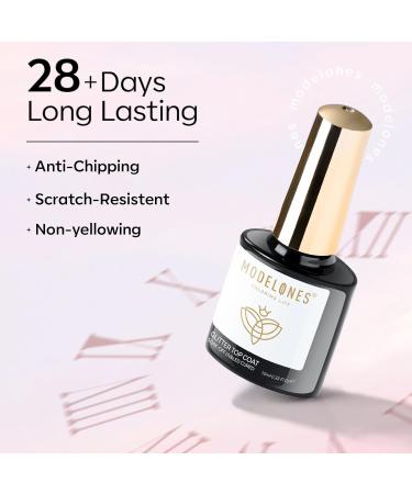 Modelones Glitter Gel Top Coat 2 in 1 Pearl Gel Nail Polish Clear Glitter Glossy Sparkle Finish Long Lasting Soak Off Mermaid Shimmer Pearlescent Glitter Gel Polish Nail Art Home DIY 10 ML - Buy Online on SooperMarket.com