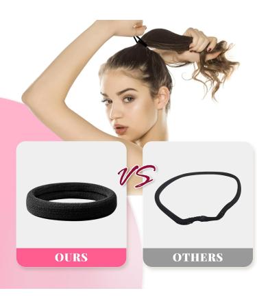 Hanyousheng Elastic Hair Bands 50 Pcs - Soft Seamless Hair Ties for Women Men Girls Kids (Black) - Buy Online on SooperMarket.com