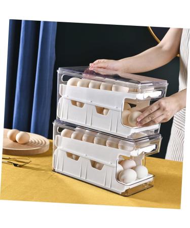 ORFOFE Box Egg Storage Box Eggs Plastic Bins with Tray Egg Tray for Refrigerator Egg Rack Double Layer - Buy Online on SooperMarket.com