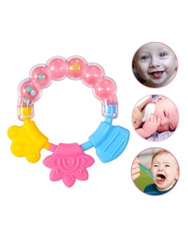Silicone Baby Rattle Teether Gum Toy for Infants - Pink - Buy Online on SooperMarket.com