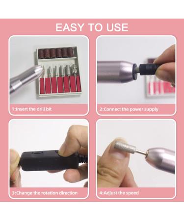 RedFlow Professional Electric Nail Drill Kit - 6 Bits & 50 Sanding Bands Included (Pink) - Buy Online on SooperMarket.com