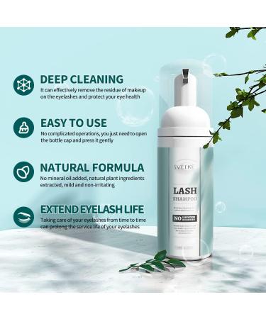Eyelash Extension Shampoo 120ml & Brush - Gentle Foam Cleanser for Natural Lashes, Paraben & Sulfate Free - Ideal for Salon and Home Use - Buy Online on SooperMarket.com