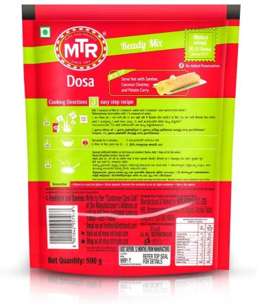 Buy MTR Dosa Breakfast Mix 500g - Delicious South Indian Breakfast Option - Buy Online on SooperMarket.com
