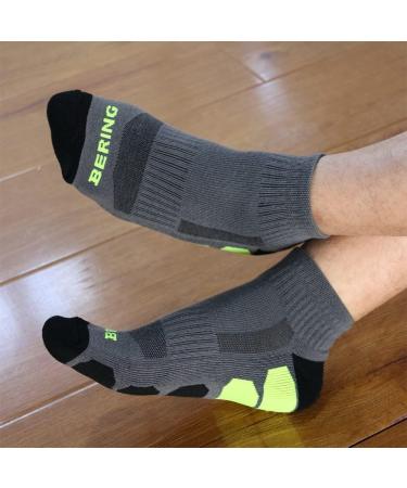 BERING Men's Athletic Ankle Socks (6 Pack) Graphite Grey 9-12 - Ideal for Workout, Running, Tennis - Buy Online on SooperMarket.com