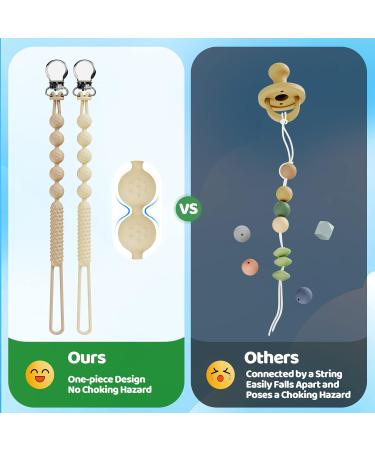 Beadlsee Baby Silicone Pacifier Clip Teether 2-Pack - Toast & Buttercream, Sensory Exploration and Teething Relief for Boys or Girls - Buy Online on SooperMarket.com