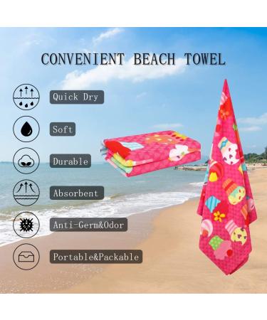 Auxory 30x60 Microfiber Beach Towel for Travel - Quick Dry, Sand Proof, Super Absorbent - Ice Cream Design - Ideal for Swimmers, Men, Women, Kids - Buy Online on SooperMarket.com