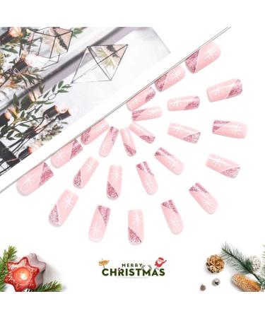 Vatocu Christmas Short Red Press on False Nails - Snowflake & Snowman Design (24pcs) - Buy Online on SooperMarket.com