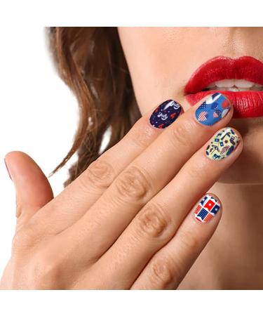 JERCLITY 4th of July Nail Wraps - Patriotic American Flag Nail Strips with Nail File - Buy Online on SooperMarket.com