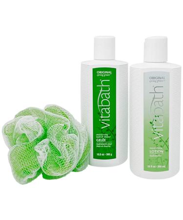 Vitabath Original Spring Green Shower Set - 10 Fl Oz - Pine & Rosewood - Shower Gel, Lotion & Pouf - Buy Online on SooperMarket.com