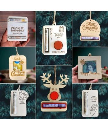 Christmas Unique Money Holder Handmade Wooden Money Card Hanging Decoration Xmas Tree Ornaments Pendant Funny Christmas Money Cash Gift Money Boxes - Buy Online on SooperMarket.com