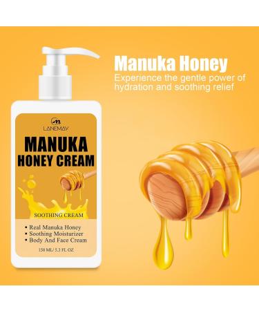 Manuka Honey Cream Face Moisturizer and Body Lotion for Dry Skin Hydrating & Firming Face & Body Skin Care Daily Lotion Lightweight Non-Greasy Anti Wrinkle Honey Facial Cream for Women & Men - Buy Online on SooperMarket.com