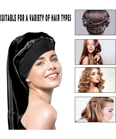 Buy Ladaypoa Long Satin Sleeping Cap | 2-Piece Extra Large Sleeping Hats for Women - Black & Red Perfect for Long Braids - Buy Online on SooperMarket.com
