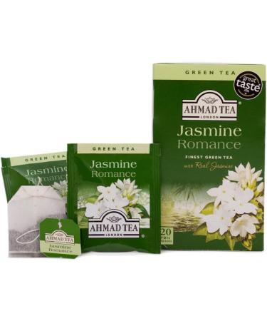 Ahmad Tea Jasmine Romance Green Tea with Jasmine Flowers - 20 Tea Bags (2g) - Ribbon Tea Bags - Pack of 1 - Buy Online on SooperMarket.com