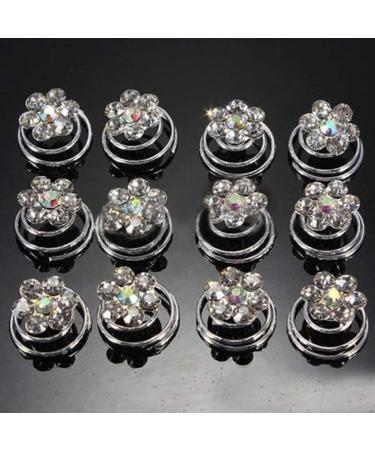 12pcs Clear Crystal Swirl Hair Twists Coils - Fashion Hair Pin Clips - Buy Online on SooperMarket.com