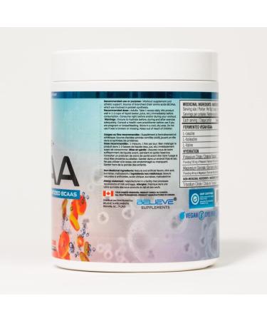 Believe Supplements Electrolytes+BCAA: Optimize Hydration and Muscle Recovery with Branched-Chain Amino Acids and Essential Electrolytes - Enhance Performance and Replenish Vital Nutrients Today! (Sour Peach) - Buy Online on SooperMarket.com