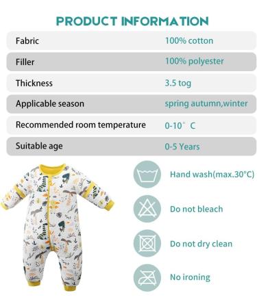 ChicSky Baby Sleeping Bag with Legs 3.5 Tog | Winter Organic Cotton | 18-36 Months | Dinosaur Design - Buy Online on SooperMarket.com