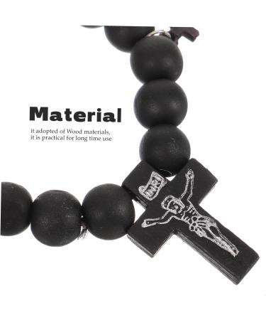 Didiseaon Cross Jewelry Gift Cross Bracelets Beaded Bracelets for Men Cross Braclet Charm Bracelet Baptism Gifts 10x10cm Black - Buy Online on SooperMarket.com