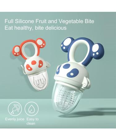 Baby Fruit Feeder - Silicone Portable Pacifier for Babies 6-12 Months with Handle & Cover - Blue Fruit Snuller - Buy Online on SooperMarket.com