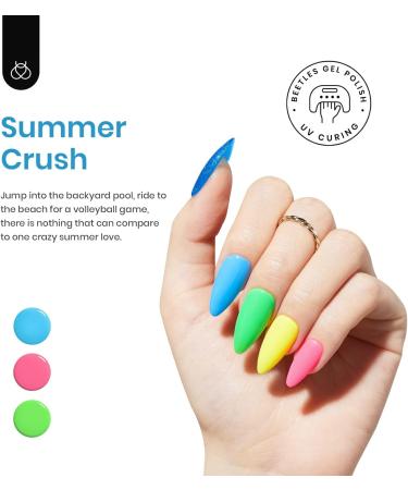 beetles Gel Polish 6 Pcs Neon Hot Pink Glitter Nail Set Green Blue Shimmer Summer Cursh Nail Design Gel Nail Soak Off Nail Lamp Cured Manicure Kit for Women Girls A-Summer Crush - Buy Online on SooperMarket.com