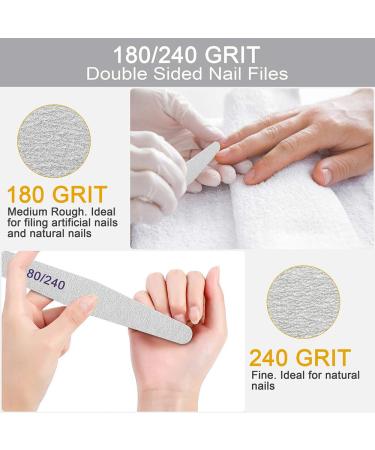 12-Piece Double-Sided Nail Files Set | Washable & Reusable 180/240 Grit for Nail Art | Professional Quality for Salon & Home Use - Buy Online on SooperMarket.com