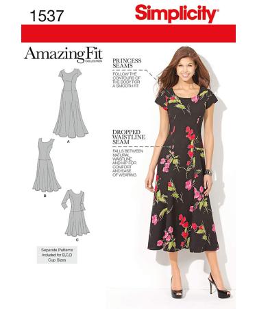 Simplicity 1537 Amazing Fit Women's Dress Sewing Pattern, Sizes 10-18