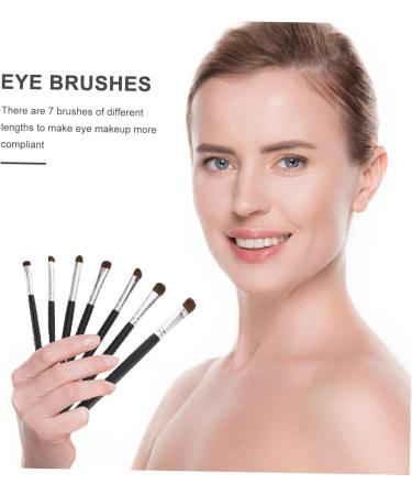 Healeved 7pcs Eyeshadow Daily Use Makeup Brush Horse Hair Concealer Brush Wood Black Lip Brush - Buy Online on SooperMarket.com