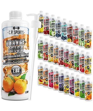 C.P.Sports beverage syrup for mineral drink i syrup sugar-free for vital drink orange-fresh with vitamins i beverage concentrate for mixing with water for sports drink i 1 liter + pump donor Orange-Fresh 1 L (1 Pack)