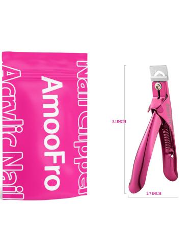 Acrylic False Nail Clippers with Magnets - Adjustable Stainless Trimmer & Tip Cutter for Salon Home Art - Perfect Length Measurement & Manicure Tool - Rosered - Buy Online on SooperMarket.com