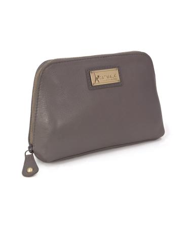 Catwalk Collection Handbags - Ladies Leather Make Up Bag - Medium Make Up Bag - Cosmetic Bag for Handbag - Emma - Grey