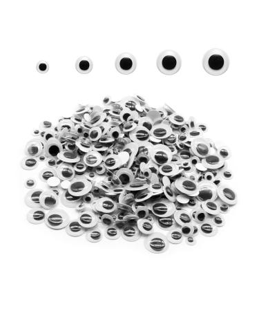 500pcs Black Wiggle Googly Eyes with Self-Adhesive, 6mm 8mm 10 mm 12mm 15mm Mixed Packaging 6mm-15mm 500pcs